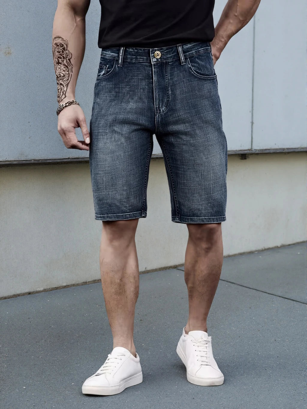 Men's Slim Fit Stretch Denim Shorts — Casual Summer Jean Shorts