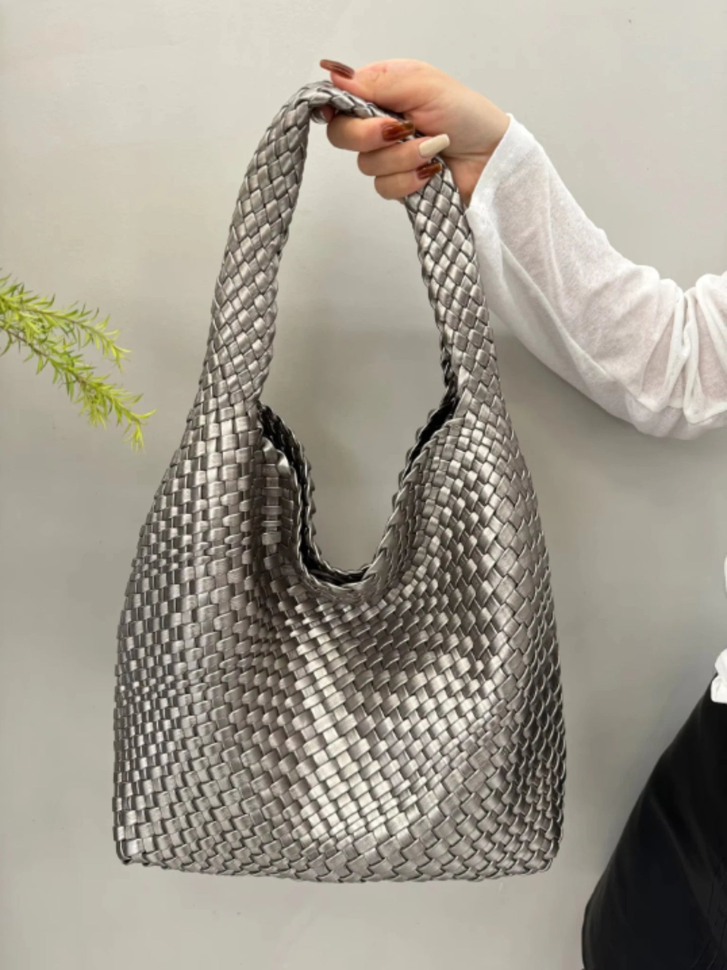 Shoulder bag Woven Bag for Women Europe and the United States popular PU leather soft fabric women underarm bag