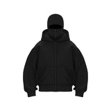 2025 Men's and Women's Balaclava Y2K Gothic Harajuku Winter Fashion Double Hooded Sportswear Men's Hooded Mask Zipper Sportswear