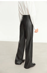 Minimalist Straight-Leg PU Leather Trousers