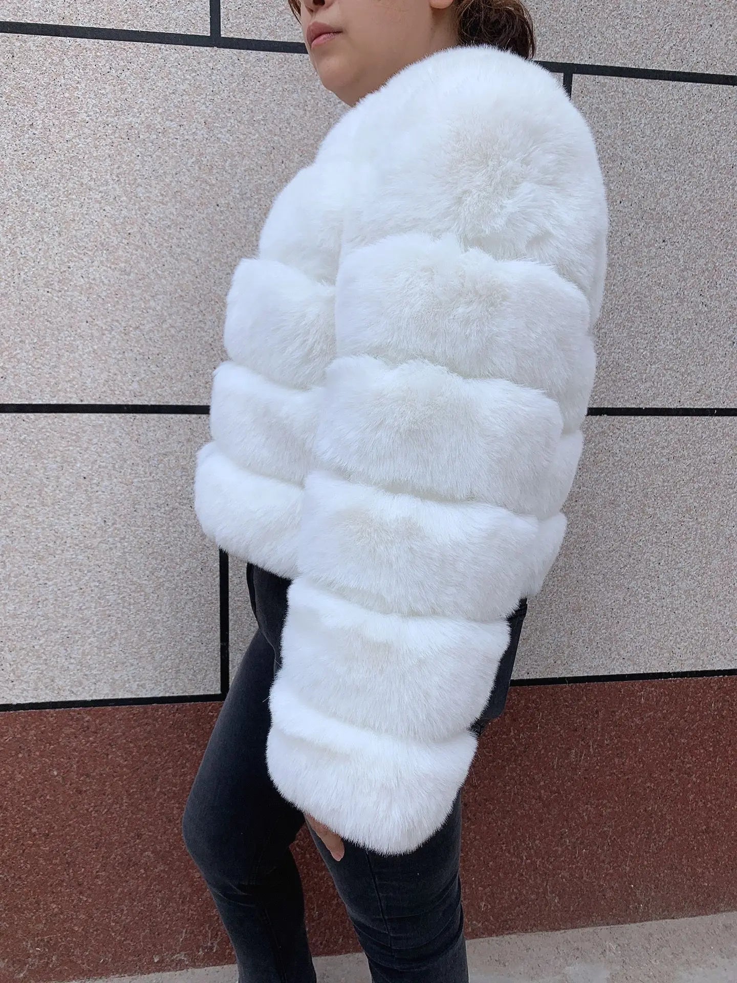 Elegant Winter Faux Fox Fur Crop Jacket