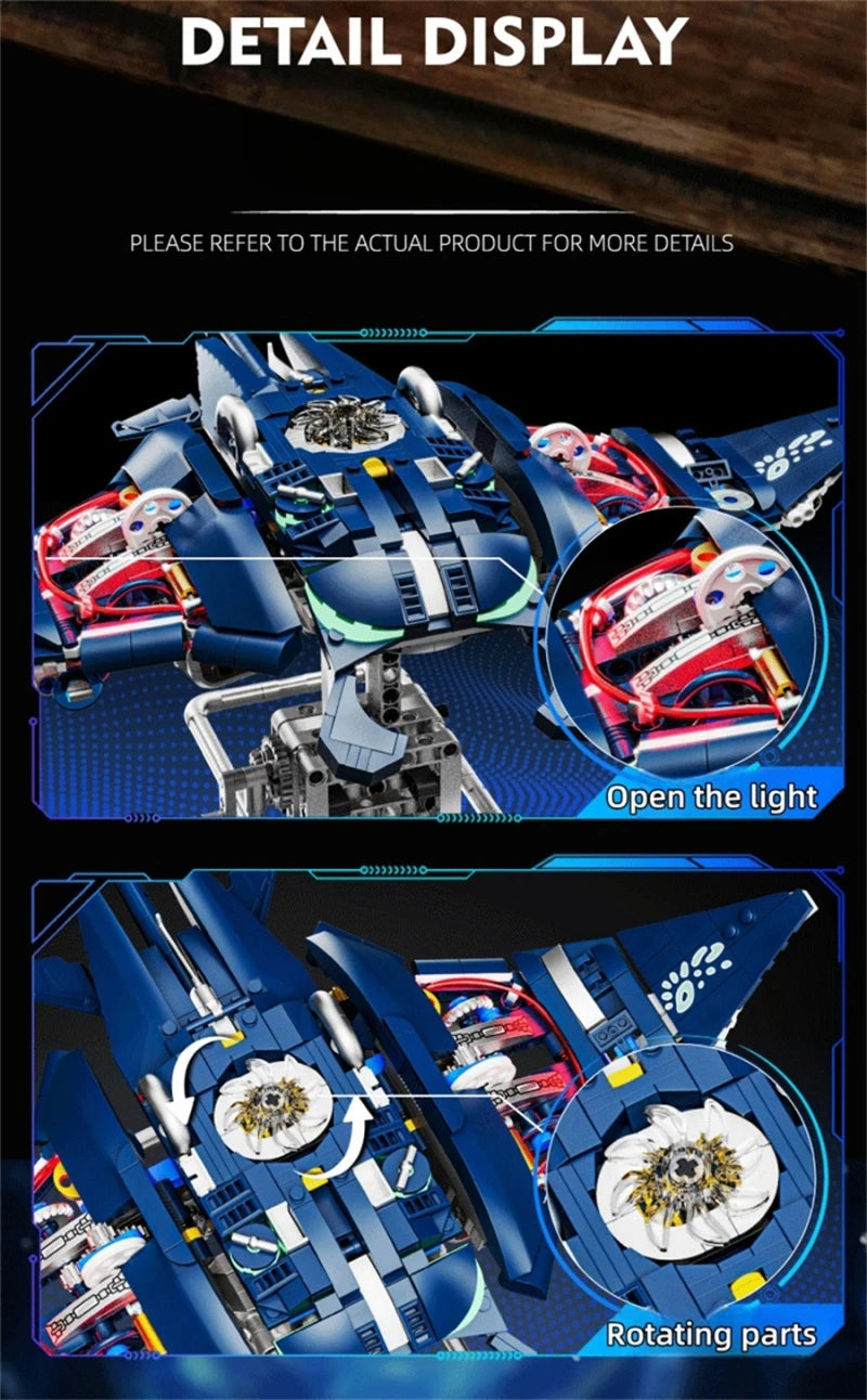 Mechanical Sea Animals Building Blocks DIY Movable Whale Octopus Manta Shark Piranha Creative Technical MOC Desktop Decor Gift