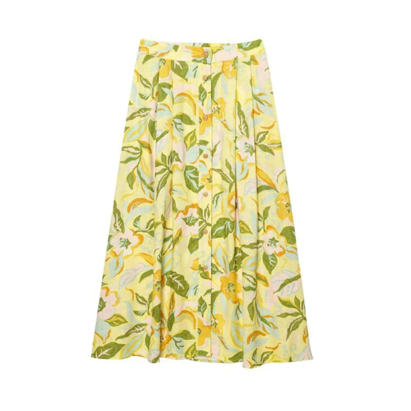 TFMLN Women Floral Print Skirt Two Piece Set Sexy Crop Sling Camisole Casual Beach Holiday Style A-line Skirts Sets Female New