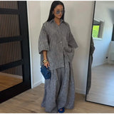 Casual Women's Pants Set Turn-down Collar Shirt Loose Bottom Female Plaid Printing Sets 2026 Summer Fashion Commute Lady Suit