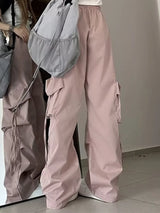 Women's High-Waisted Drawstring Straight-Leg Pants