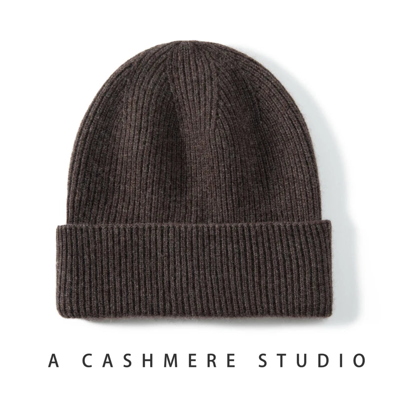 MERRILAMB 100% Cashmere Knit Beanie – Unisex Winter Hat