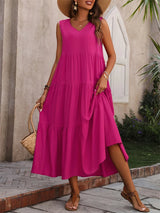 Elegant V-Neck Ruffle Summer Maxi