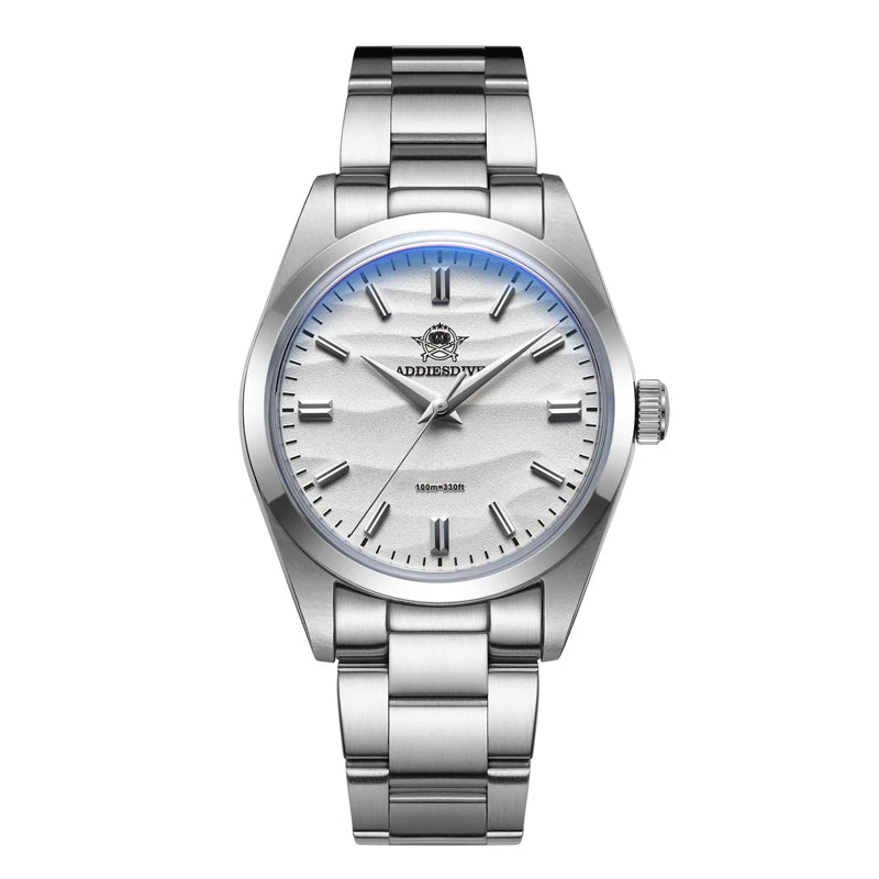 ADDIESDIVE Men's Watch 36mm Quartz Watch Diving 100m Sand Dial 316L Stainless Steel AR Bubber Glass Fashion WristWatch for Men