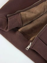 Women Tracksuits Winter Fleece Sweatsuit Brown Warm Crop Zipper Hoodies And Sweatpants Set For Women 2 Piece Velvet Pants Sets
