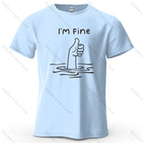 I'm Fine Funny Printed Men's T-Shirt 100% Cotton Oversized Minimalist Cartoon Graphic Tees for Women Tops Tees Streetwear