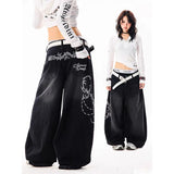 Women's Vintage Embroidery Y2K Wide Leg Baggy Jeans