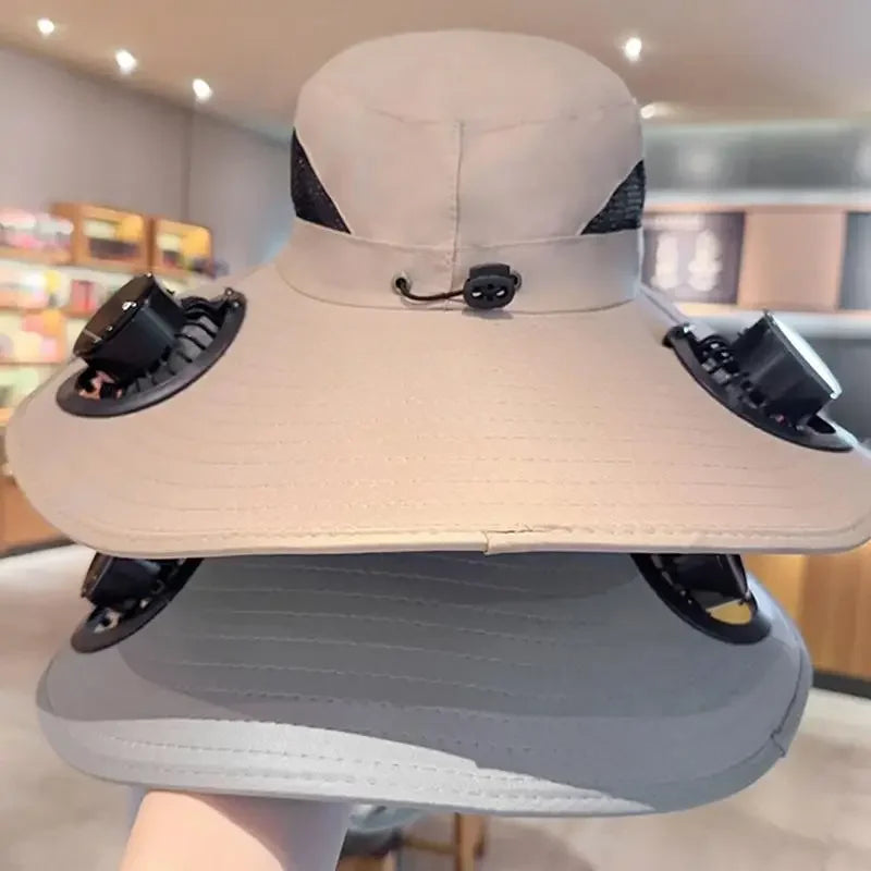Solar-Powered Cooling Bucket Hat | UPF 50+ Wide Brim