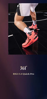 361 Degrees BIG3 5.0 Quick Pro Men Basketball Shoes Cushioning Lightweight Breathable Stable Flexible Male Sneakers 672421111