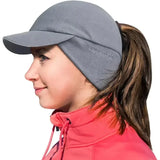 Women's Fleece Ponytail Hat with Ear Warmers & Reflective Cap
