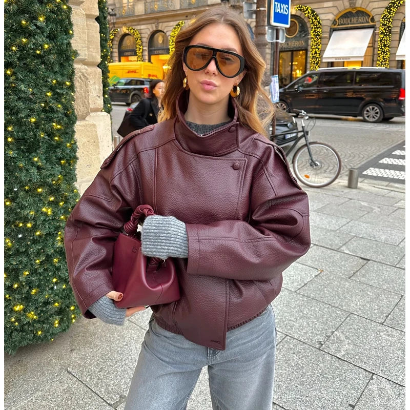 MUJER Faux Leather Windbreaker Jackets for Women Fashion Jacket Woman Warm Winter Women's Coat Outerwears Overcoat Female