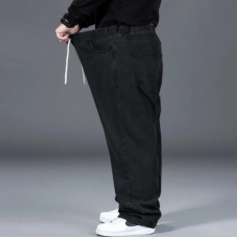 Men's Plus Size Straight-Leg Elastic Waist Jeans