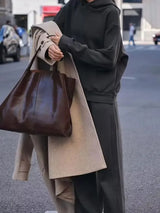 HH Women Solid Casual Sweatshirt Pant Suit Long Sleeve Hooded Fleece Pullover Coat Loose Straight Trousers Office Lady Sets