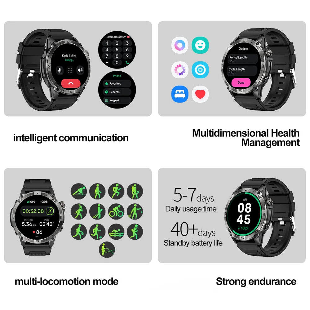 NORTH EDGE GPS Smart Watch – AMOLED, Bluetooth & IP68