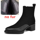 AIYUQI 2026 New Women's Short Boots Genuine Leather Chunky Heel High Heel Boots Female Large Size Pointed Toe Women Ankle Boots