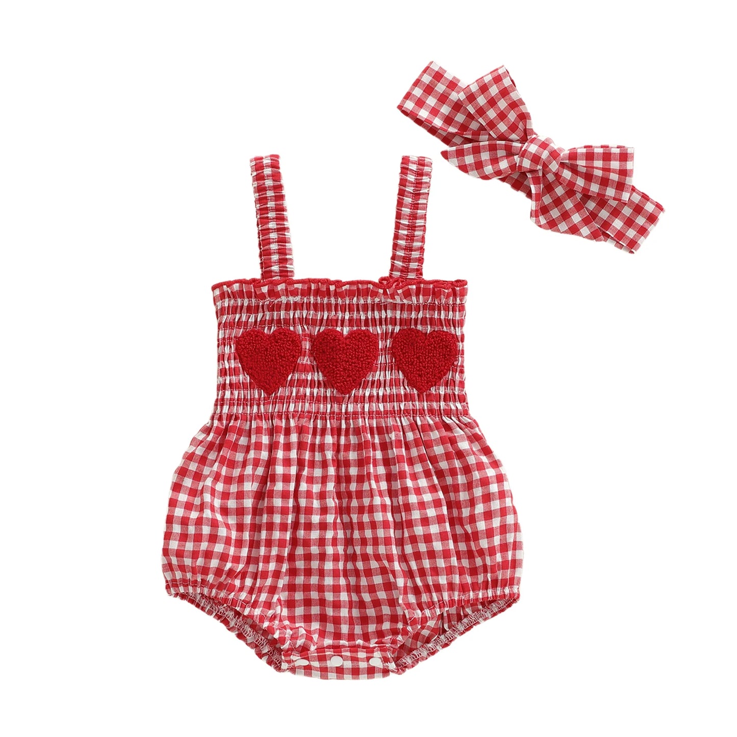 Toddler Girl Heart Print Romper & Headband Set