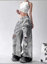 Women's Wide-Leg Distressed Jeans | High Street Style