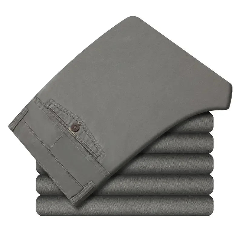Men's Cotton Straight-Leg Casual Trousers