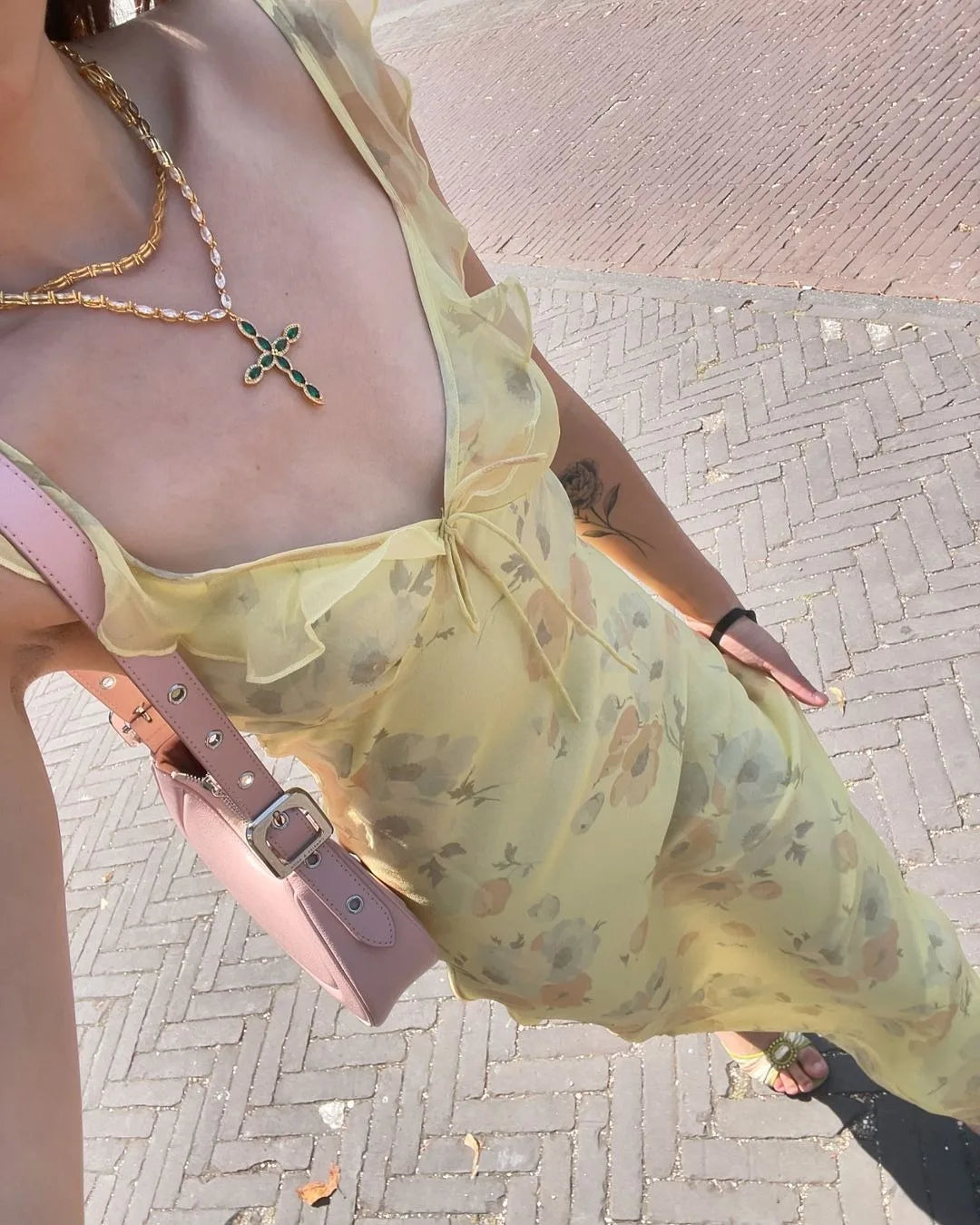 Women's Floral Print Backless Maxi Dress