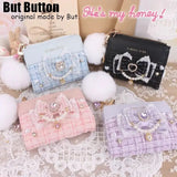 Kawaii Sweet Japanese Lolita Bow Wallet JK Harajuku Y2K Lace Rhinestone Short Wallet Mini Purse Card Holder Women Girls Gift