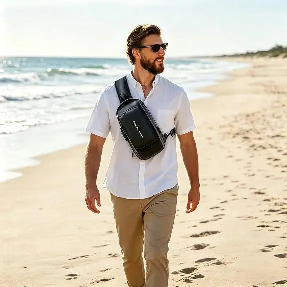 Sling Bag for Men Women Theft Crossbody Backpack with USB Charging Port Waterproof Chest Bag with Password Lock