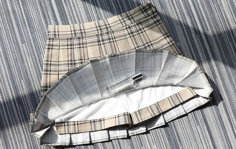 Plaid A-Line Mini Skirt – High Waist, Pocketed