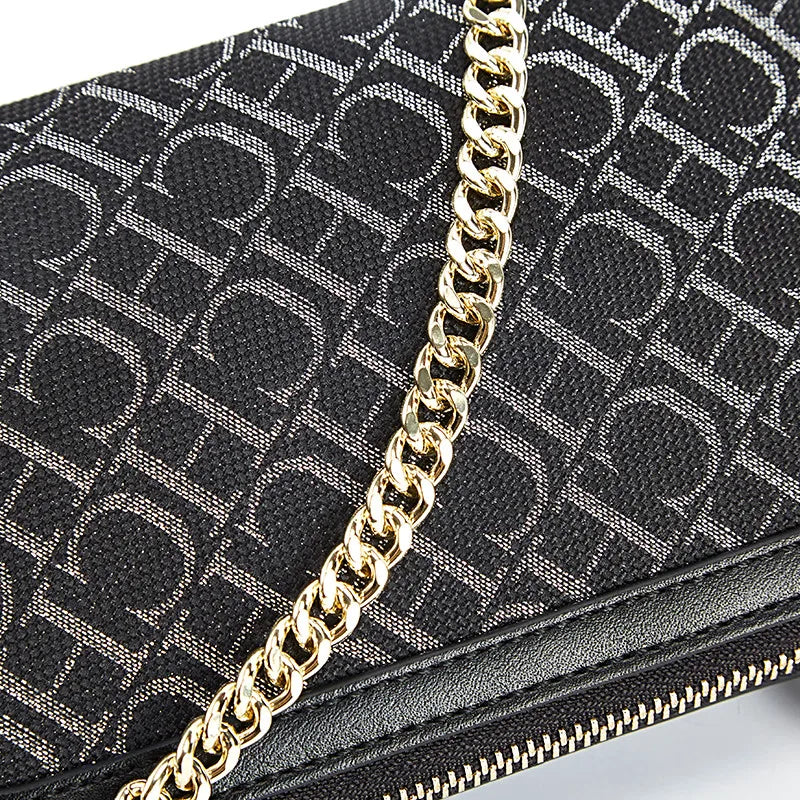 Letter Printed Suede-Style Luxury Chain Shoulder Bag
