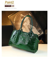 Luxury Genuine Leather Women's Bag Red Crocodile Pattern Ladies Handbags Tote Bag Fashion Travel Portable Shoulder Underarm Bags