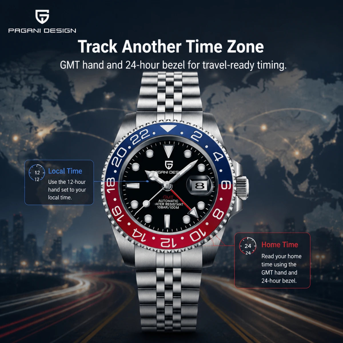 Pagani Design PD-1662 GMT Automatic Men's Watch