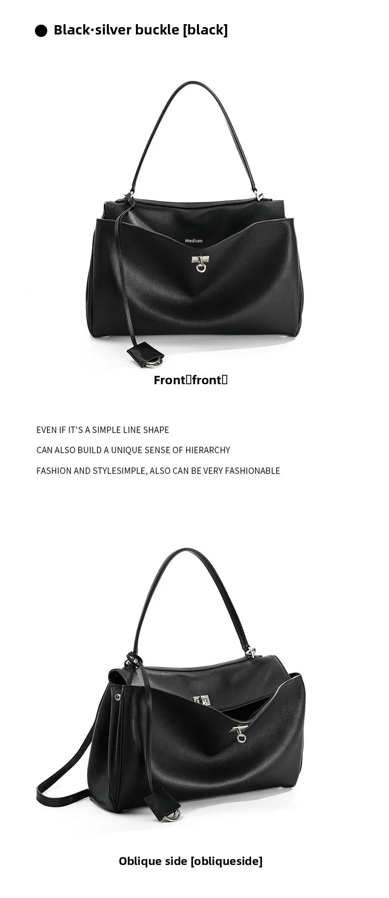 Large Capacity Women's Leather Handbag High-End Single Shoulder Crossbody Tote for Commuting