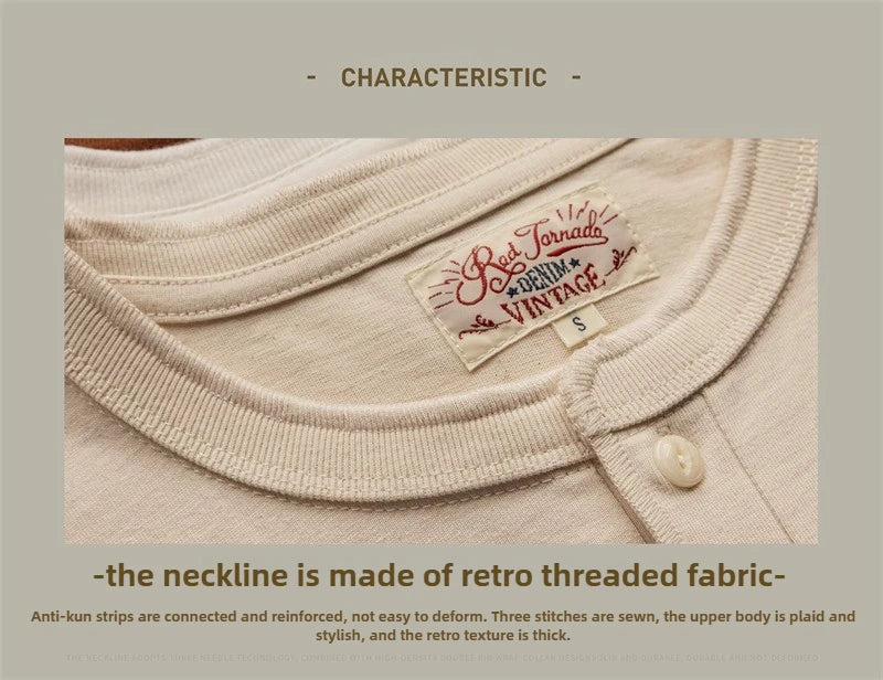 Heavyweight Cotton Henley Tee – Vintage Everyday Essential