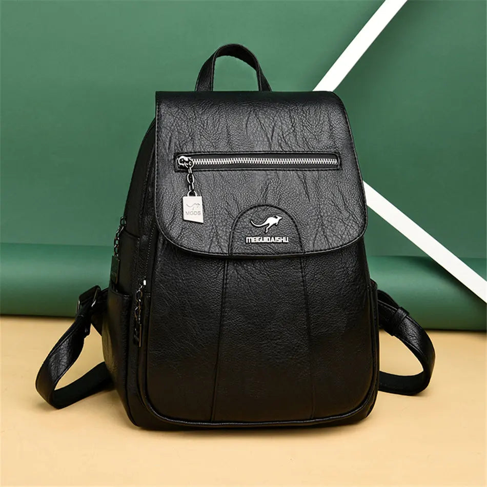 Women's Leather Backpack with Organizer Pockets