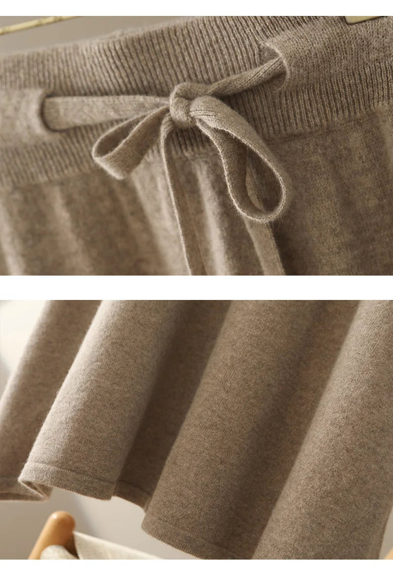 Wool A-Line Midi Skirt – Women's Knit Autumn Winter