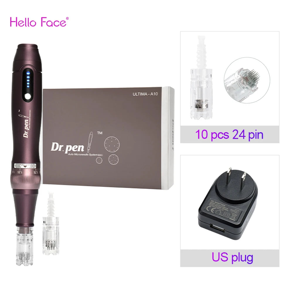 Dr pen Ultima A10 With 12 pcs Cartridge Wireless Derma Pen Skin Care Kit Microneedle Beauty Machine Needle Length 0.25 mm