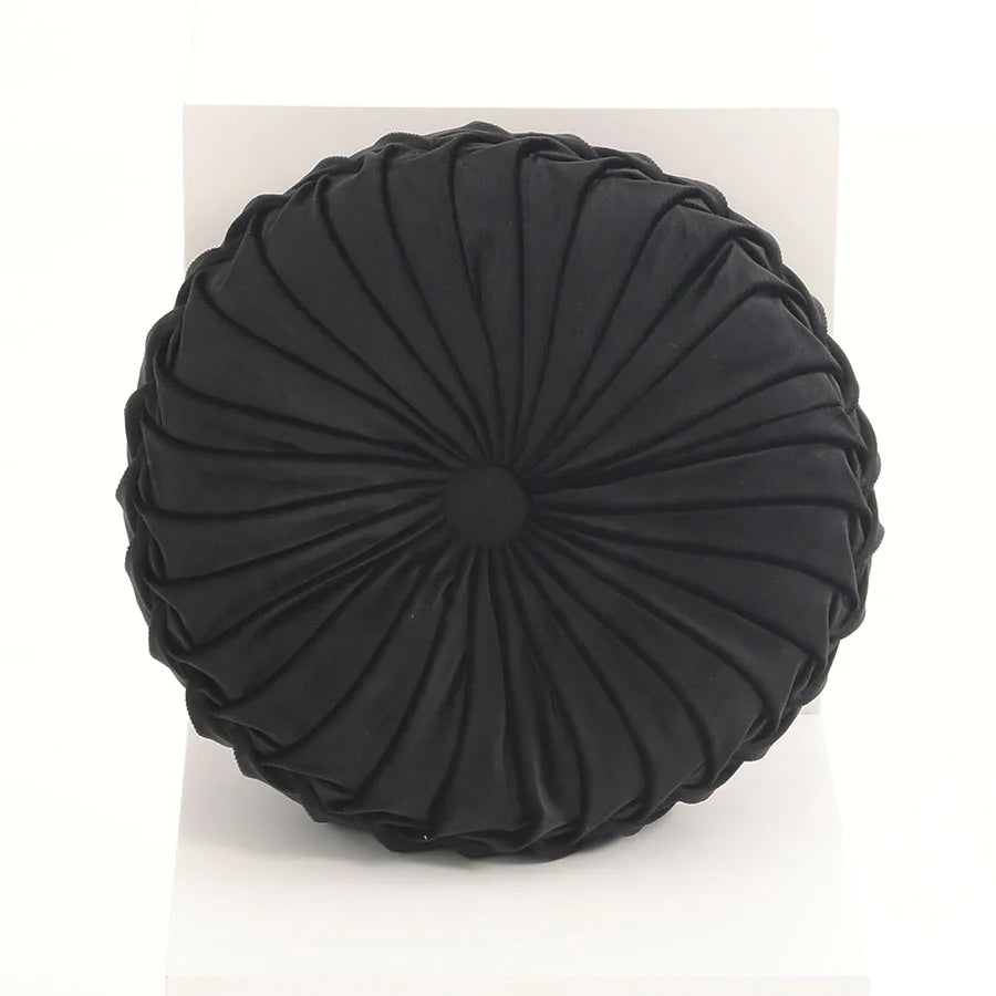 Pleated Velvet Pumpkin Cushion – Lumbar & Sofa Support