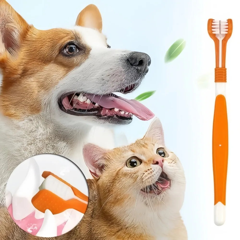 3-Sided Pet Toothbrush | Gentle Dental Care for Dogs & Cats