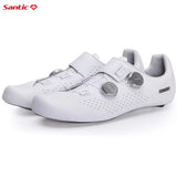 Santic Men's Cycling Shoes New Hardness16 Titanium Alloy Sole Auto-Lock Outdoor Bicycle Sneaker Adjustable Pro Road Racing Shoes
