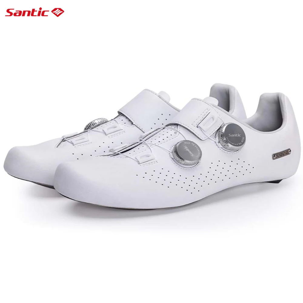 Santic Men's Cycling Shoes New Hardness16 Titanium Alloy Sole Auto-Lock Outdoor Bicycle Sneaker Adjustable Pro Road Racing Shoes