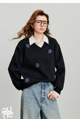 Women's Floral Embroidered Layered-Look Sweatshirt