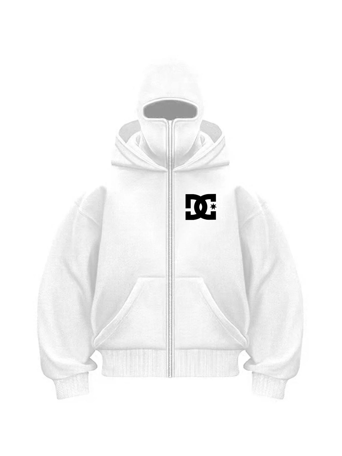 Double-Hood Balaclava Half-Zip Fleece Hoodie