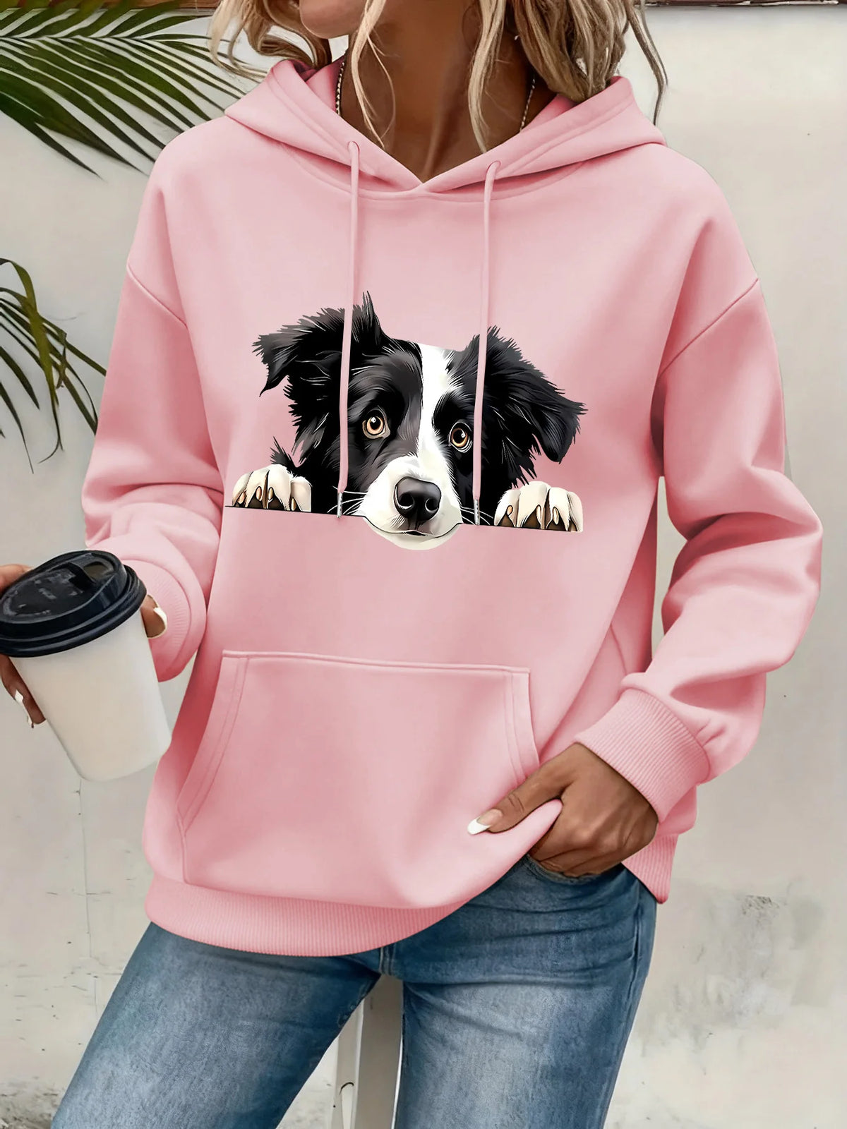 Women's Cat Print Hoodie – Cozy Casual Pullover