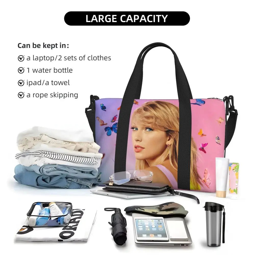 Custom The Eras Tour 1989 Taylor's Swift's American Pop Singer Tote Bag Women Large Capacity Beach Gym Travel Bags