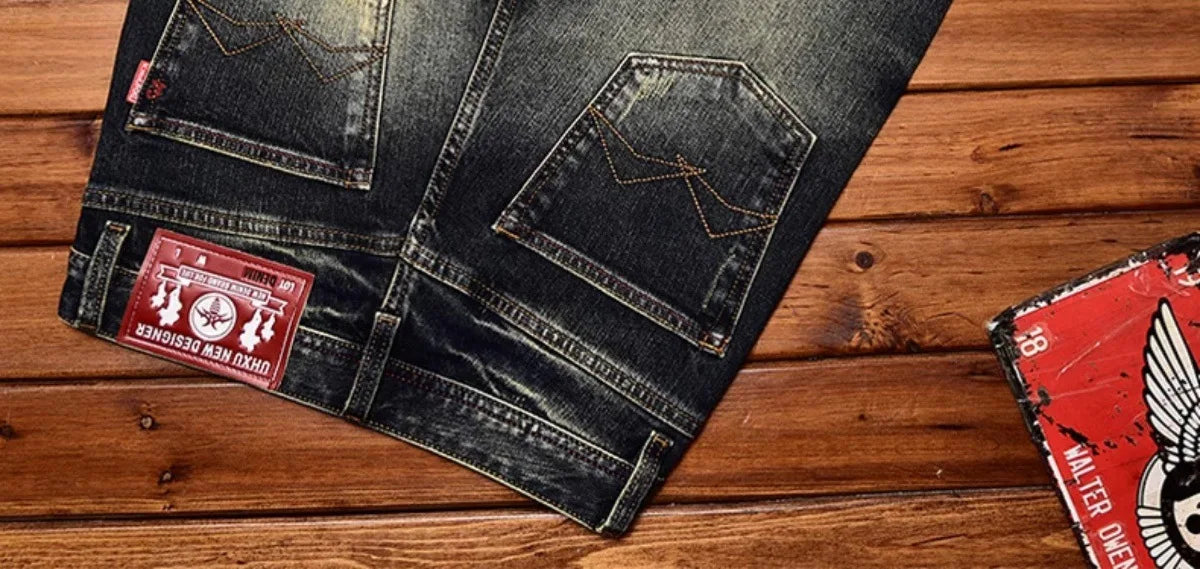 Men’s Vintage-Wash Slim-Fit Straight-Leg Jeans