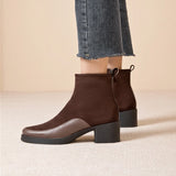 AIYUQI 2026 New Women's Short Boots Genuine Leather Chunky Heel High Heel Boots Female Large Size Pointed Toe Women Ankle Boots