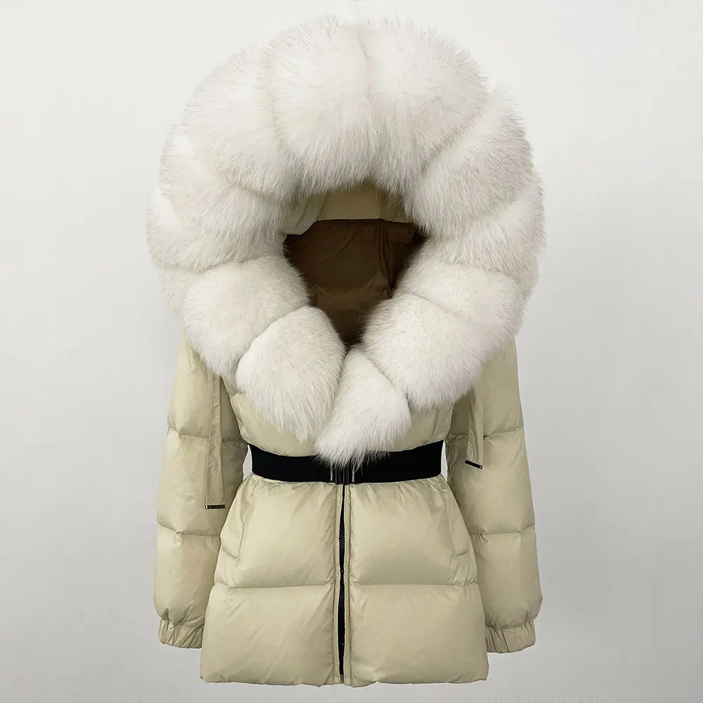 Real Fox Fur Hooded Duck Down Puffer