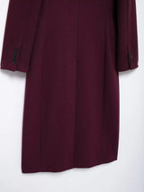 Elegant Burgundy Double-Breasted Long Coat